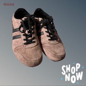 Gola Suede Sneakers in Taupe with Black Stripes